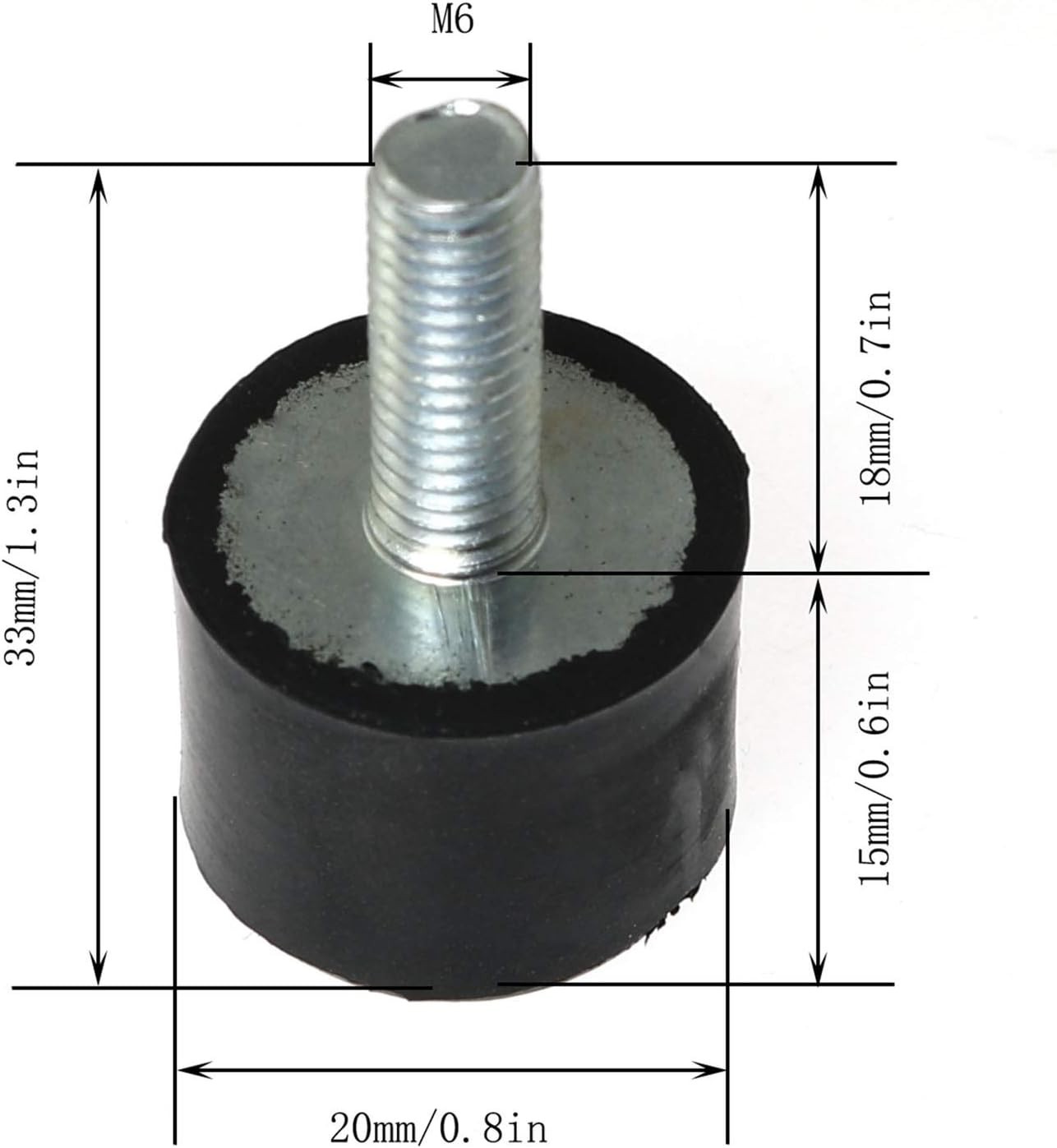 4pcs M6 x 18mm Male Thread 20 x 15mm Rubber Base Vibration Isolator Mount Sho…
