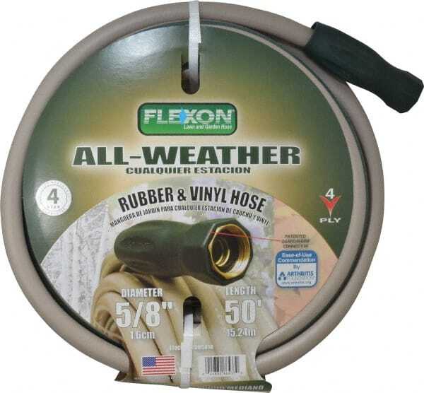 Made in USA All-Weather Medium-Duty Beige Garden Hose with Green Stripe: 50 Feet