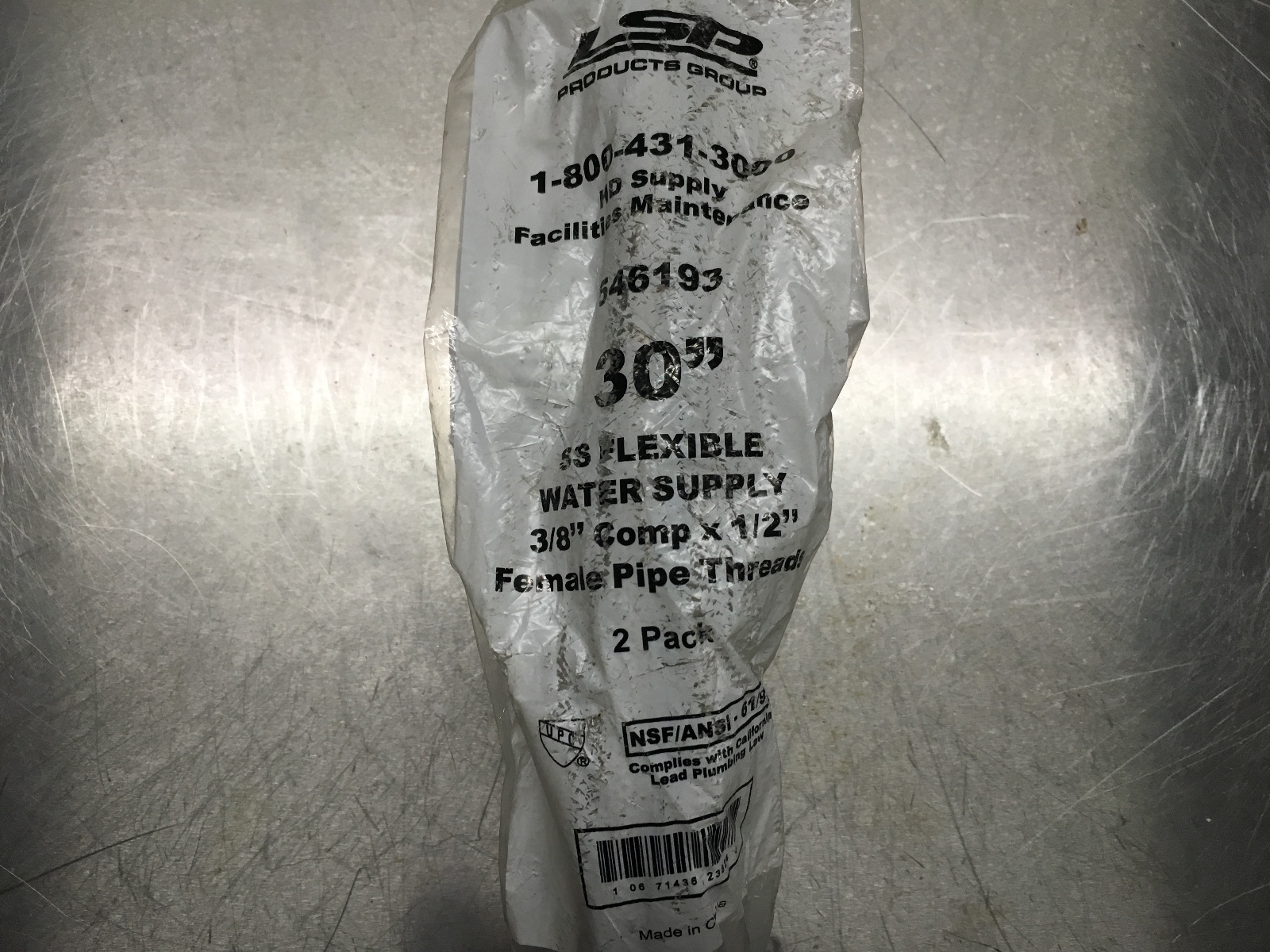 2 – LSP HD SUPPLY 546193 30″ STAINLESS STEEL SS WATER SUPPLY HOSE 2DP