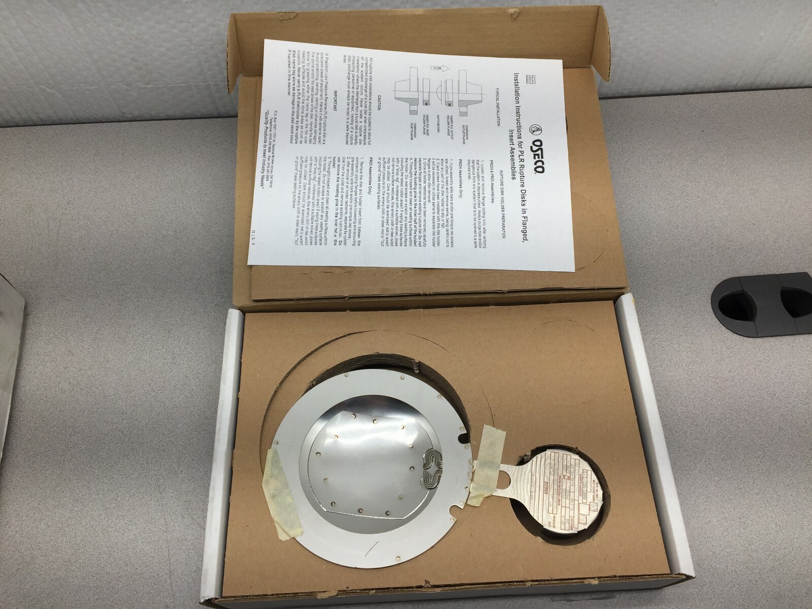 NEW IN BOX OSECO PLR 4″ 316SS 26.40PSIG RUPTURE DISK 314778 / 1401-1-1