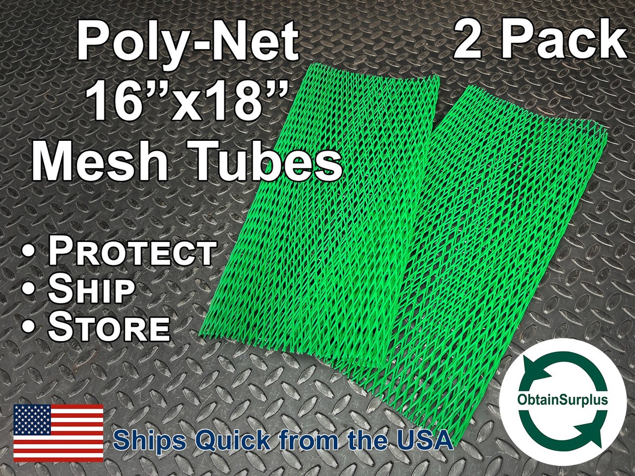Poly-Net HDPE Protective Mesh Tubes 16″ x 18.5″ Green, 2-Pack