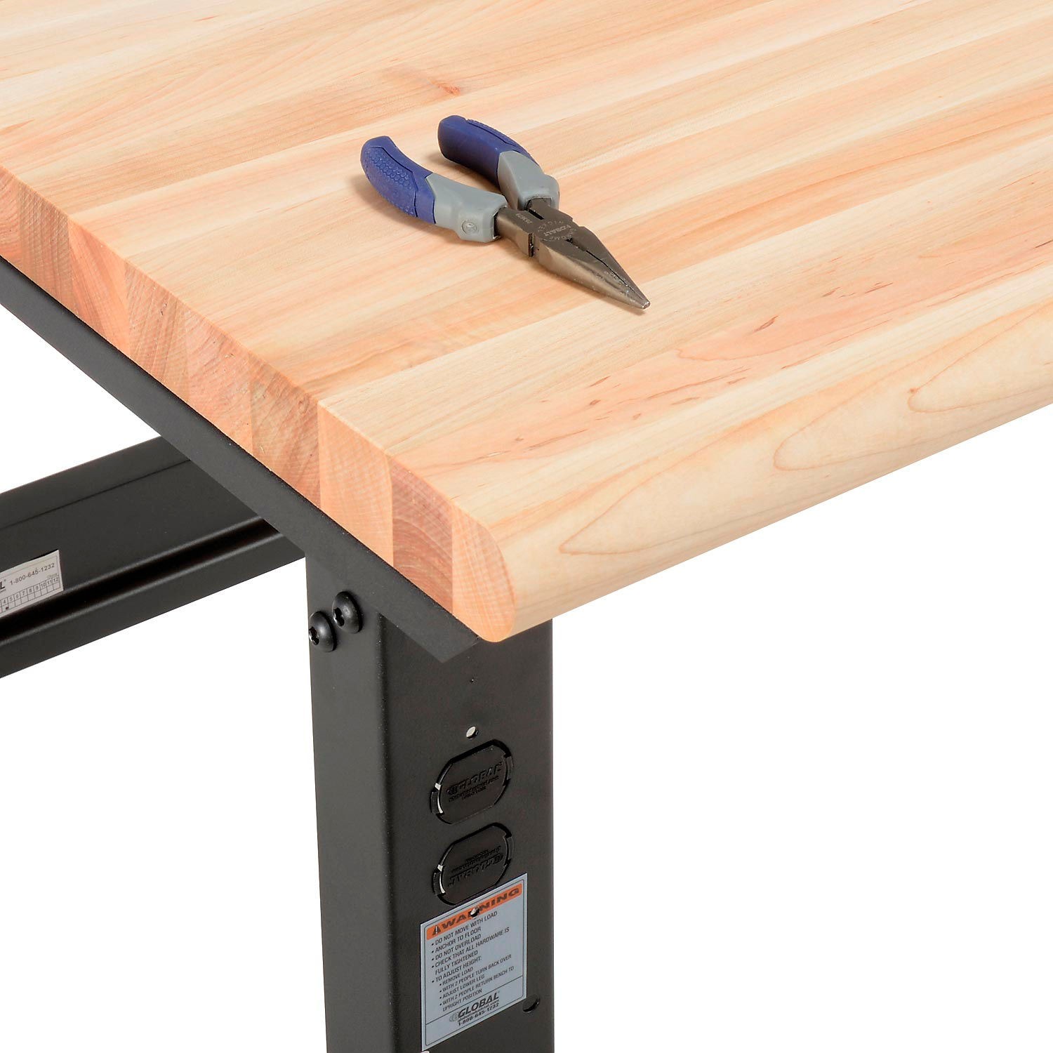 Adjustable Height Workbench C-Channel Leg 60″W x 30″D 1-3/4″ Maple Top Safety