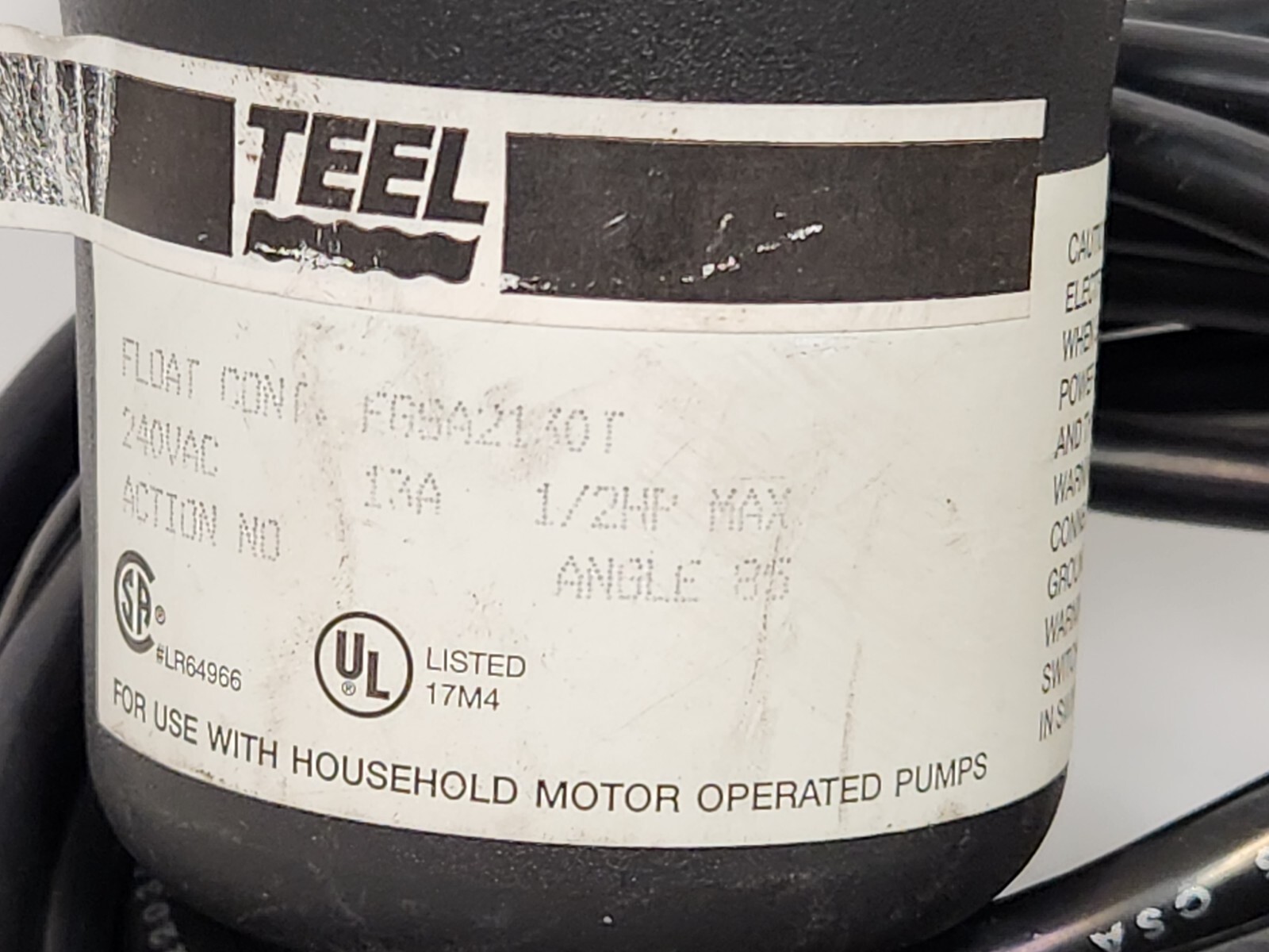 NEW OLD STOCK! TEEL 13A 1/2HP FLOAT SWITCH FGSA2130T