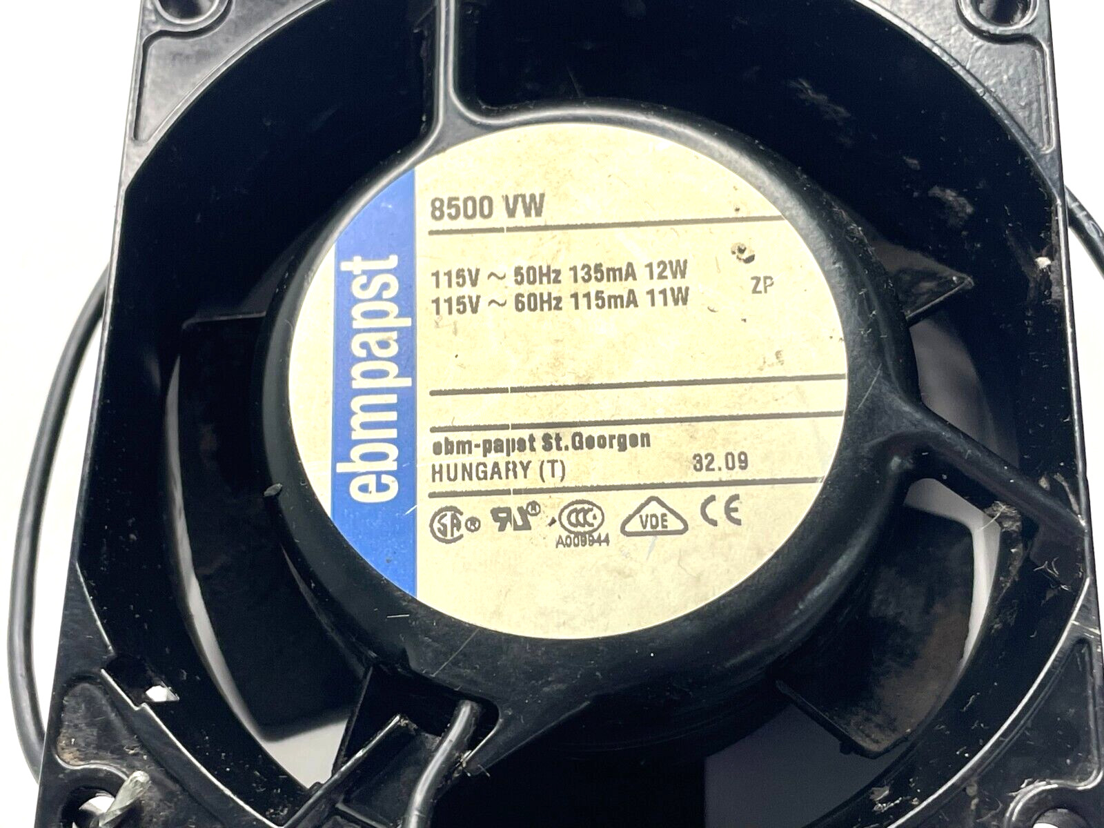 EBM-PAPST STANDARD SQUARE AXIAL FAN 8500VW 115-50HZ 135MA 12W 115-60HZ 115MA 11W