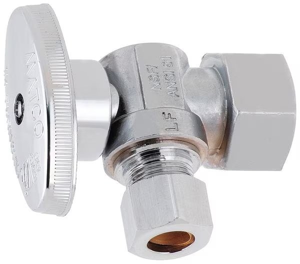 Zoro Select 26-1003LF 1/4-Turn Stop, Angle, 1/2 Inx3/8 In