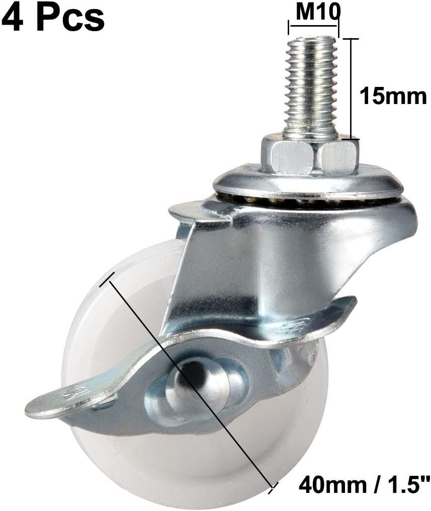1.5 Inch Swivel Caster Wheels PP 360 Degree Threaded Stem Caster Wheel M8 x 15mm