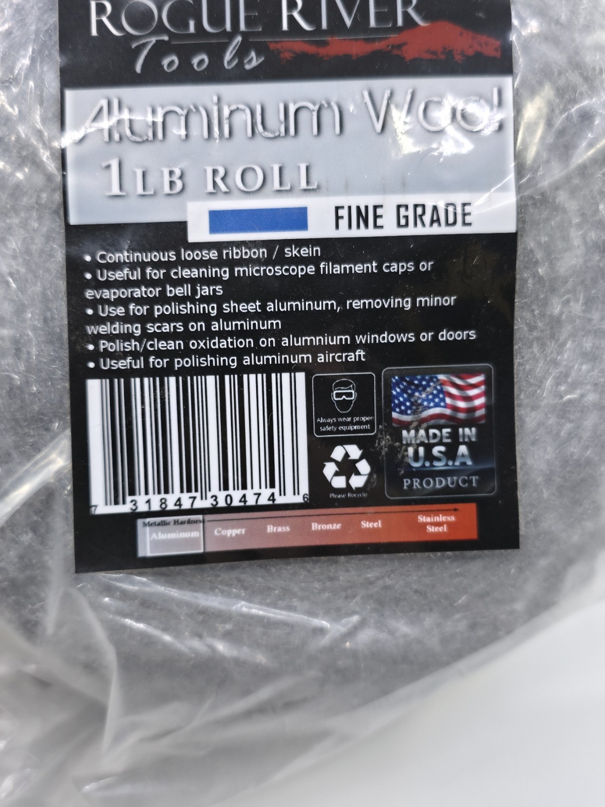 Aluminum Wool (FINE Grade) – 1lb Roll – by Rogue River Tools. Soft clean!