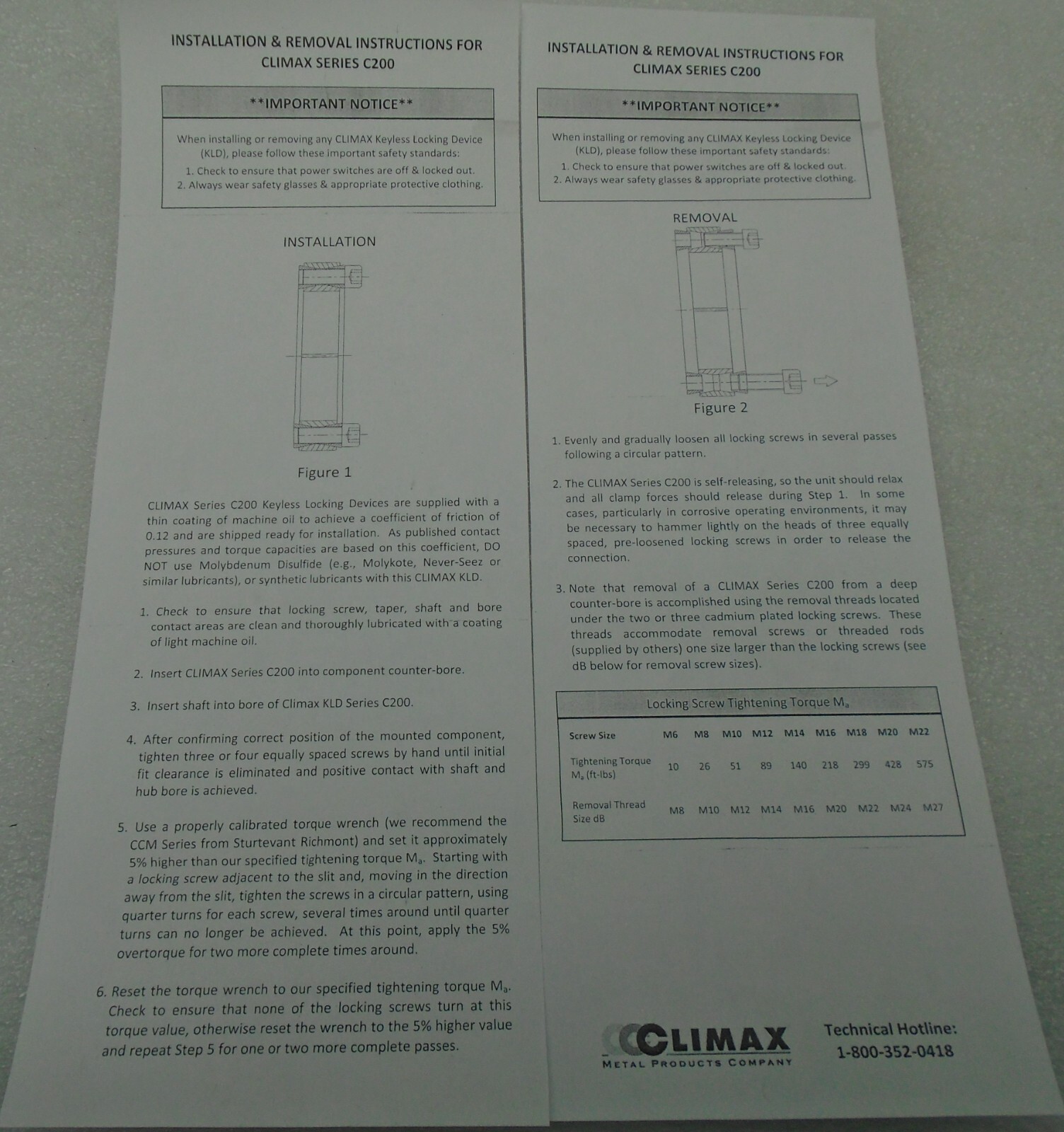 Climax Metal Products C200 Locking Assembly 35mm C200M-35X60 #3757
