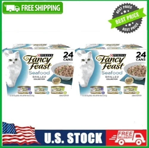 Purina Fancy Feast Grilled Wet Cat Food Seafood Collection in Cat Food,3oz-48pk