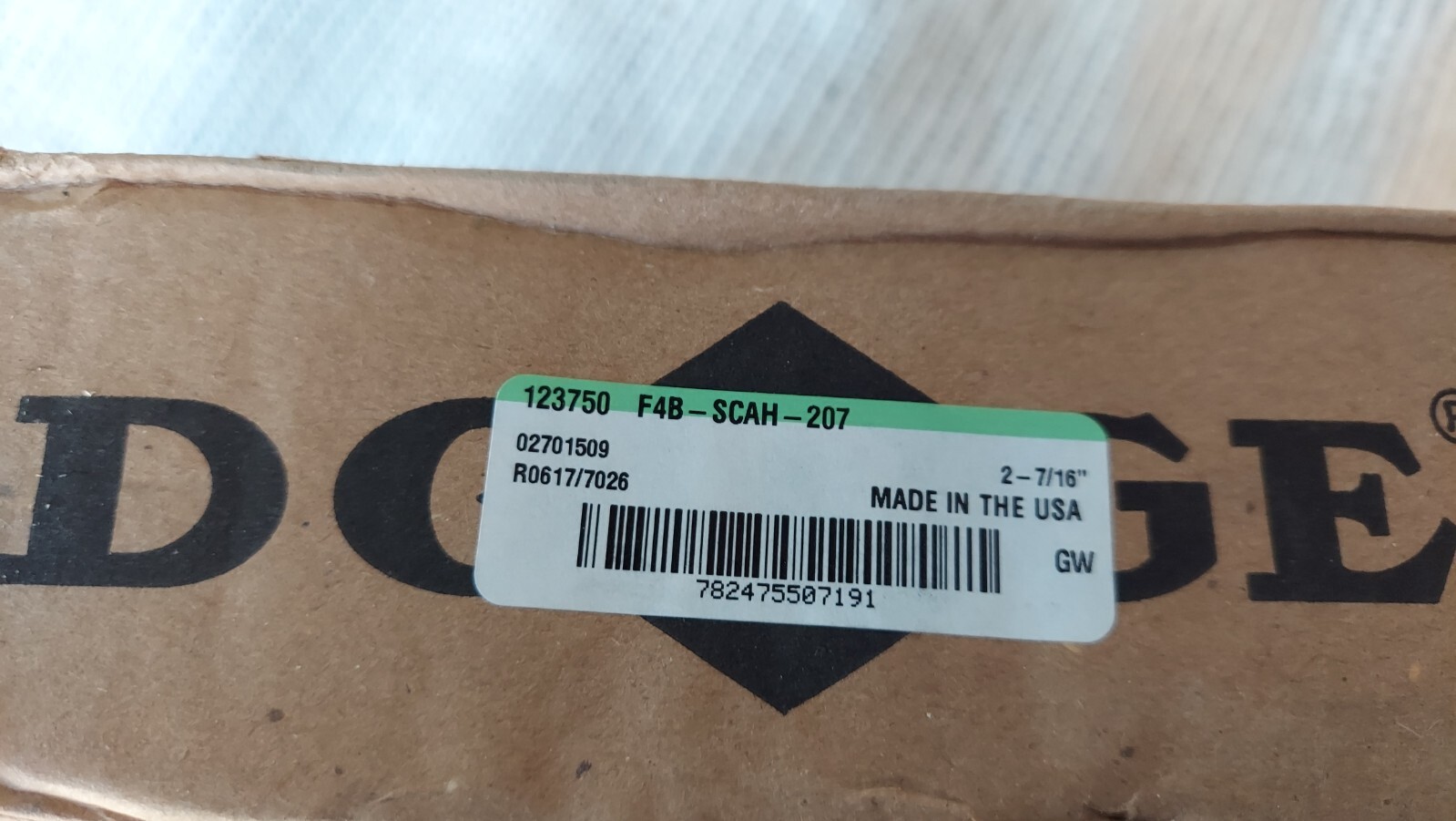 New Dodge 123750 F4B-SCAH-207 Flange Mounted Bearing 2 7/16″