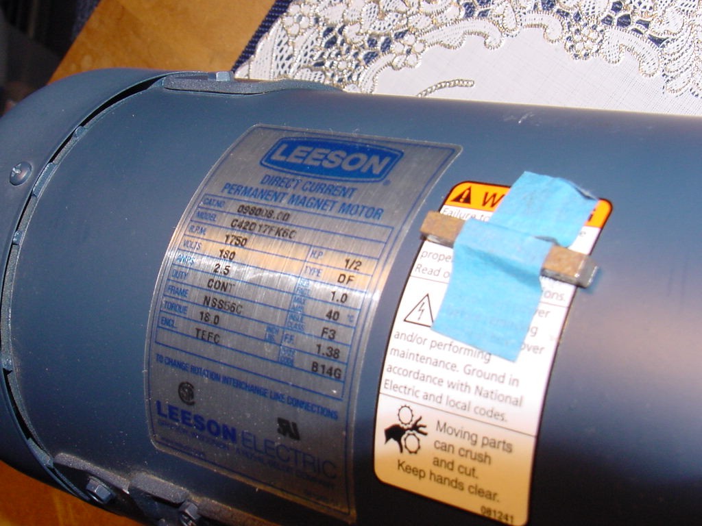 Leeson 098008.00, Permanent Magnet DC SCR Motor, 1/2 HP, 1750RPM, 180VDC, New