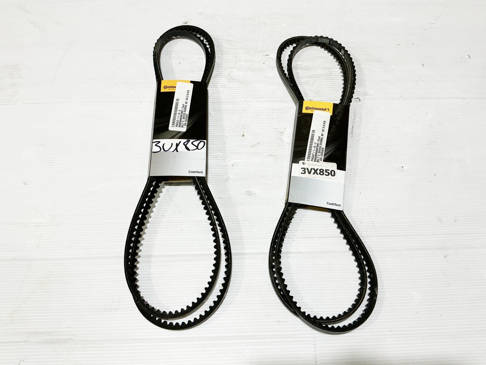 New Lot of 2 Continental 3VX850 Cogged V-Belt 85″ OD 0.38Width 1 Rib – No Box