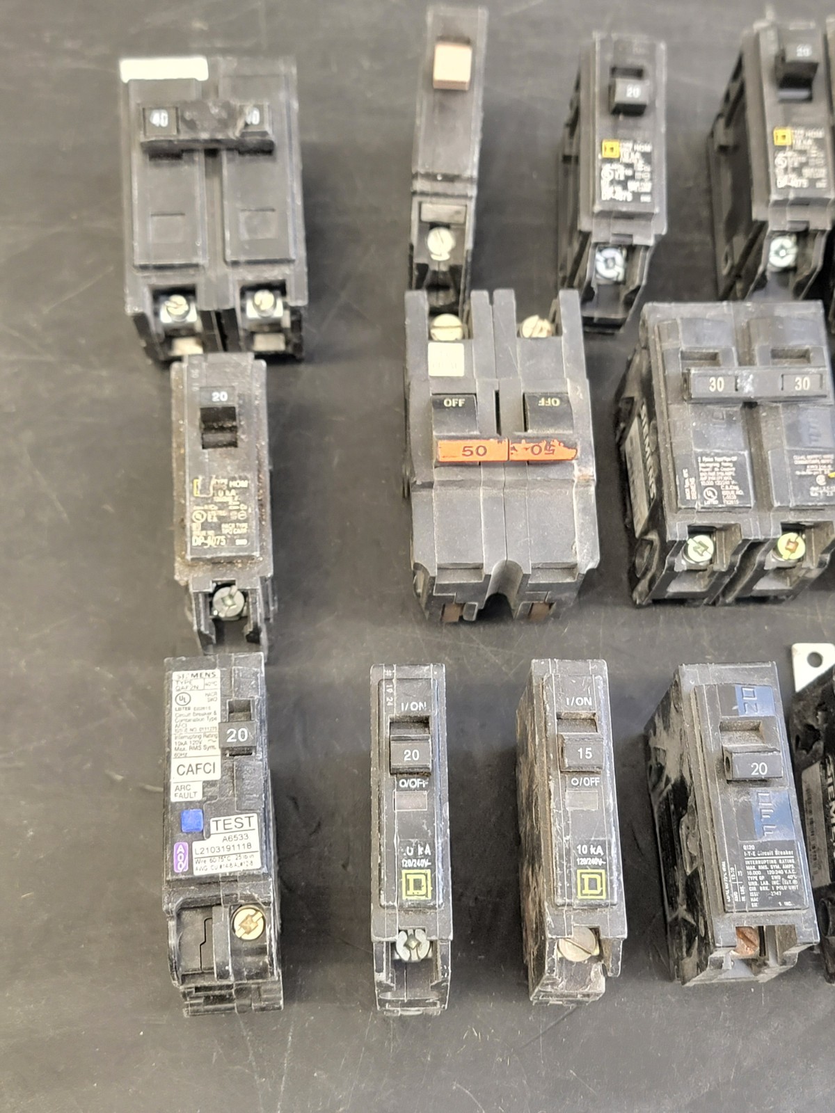 Lot of 32 Circuit Breakers Various Amps See Photos