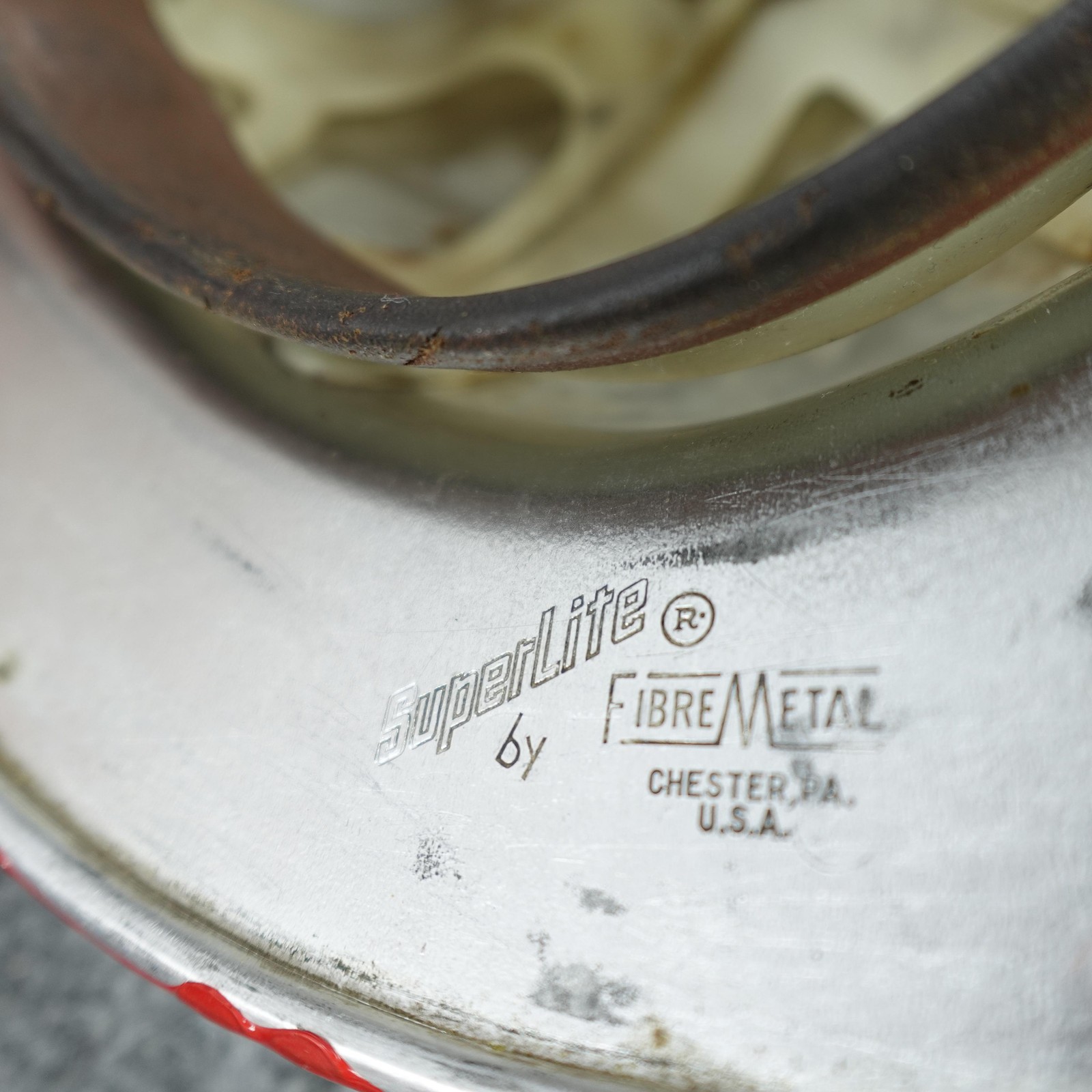 Aluminium Hard Hat Fibre-Metal SuperLite Helmet Red Government Embossed USA