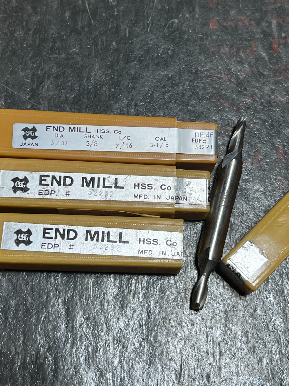 osg nos lot of 3pcs endmill 5/32″ 7/32″ 52292 54291