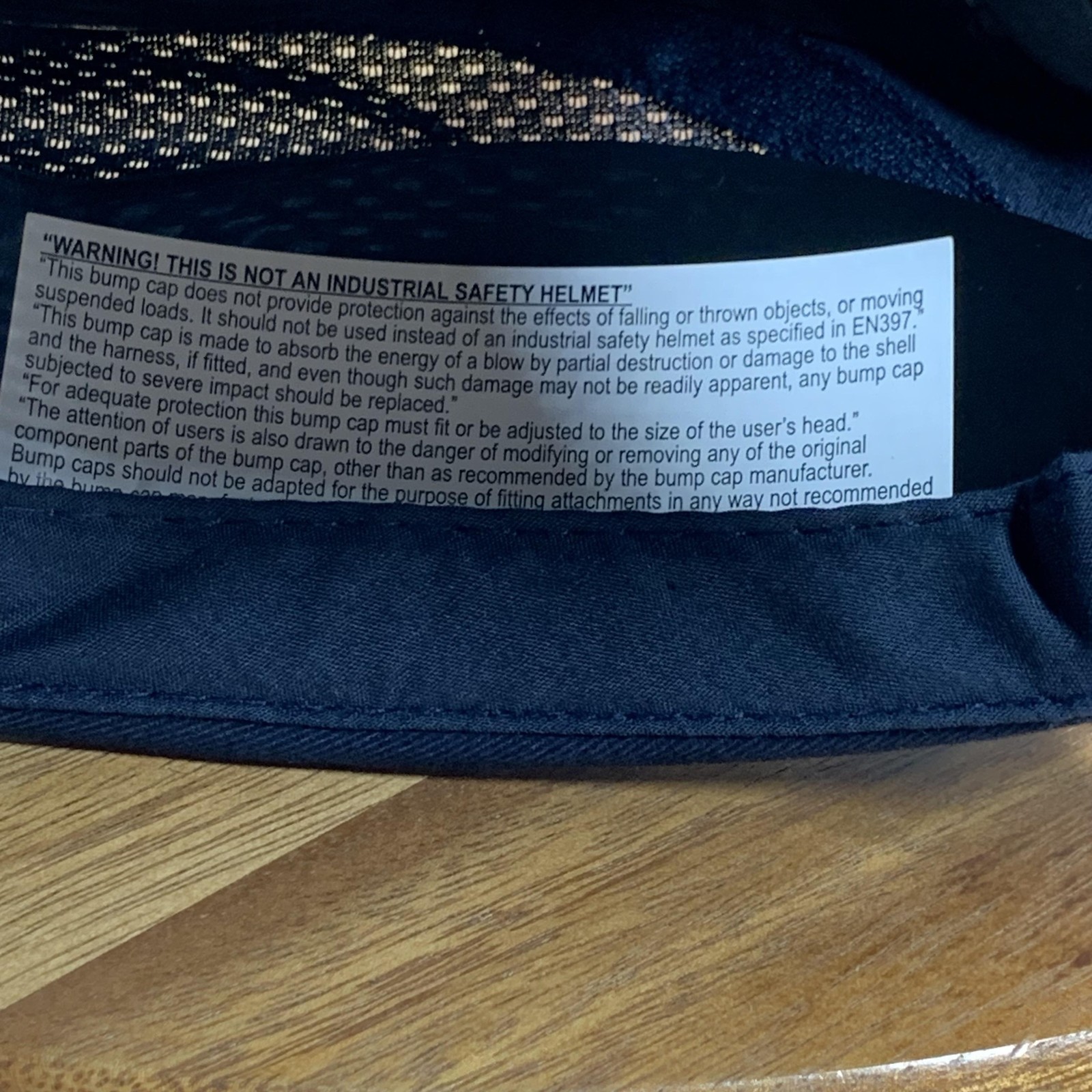Bump Cap Safety Hat Navy Mesh Sides EN812:2012 Adjustable 54-59cm Hook Loop