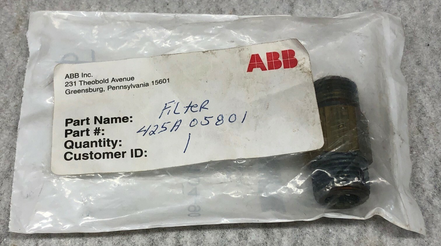 ABB Inline Filter 1/2″ 90 micron ASP3104-90 425A05801