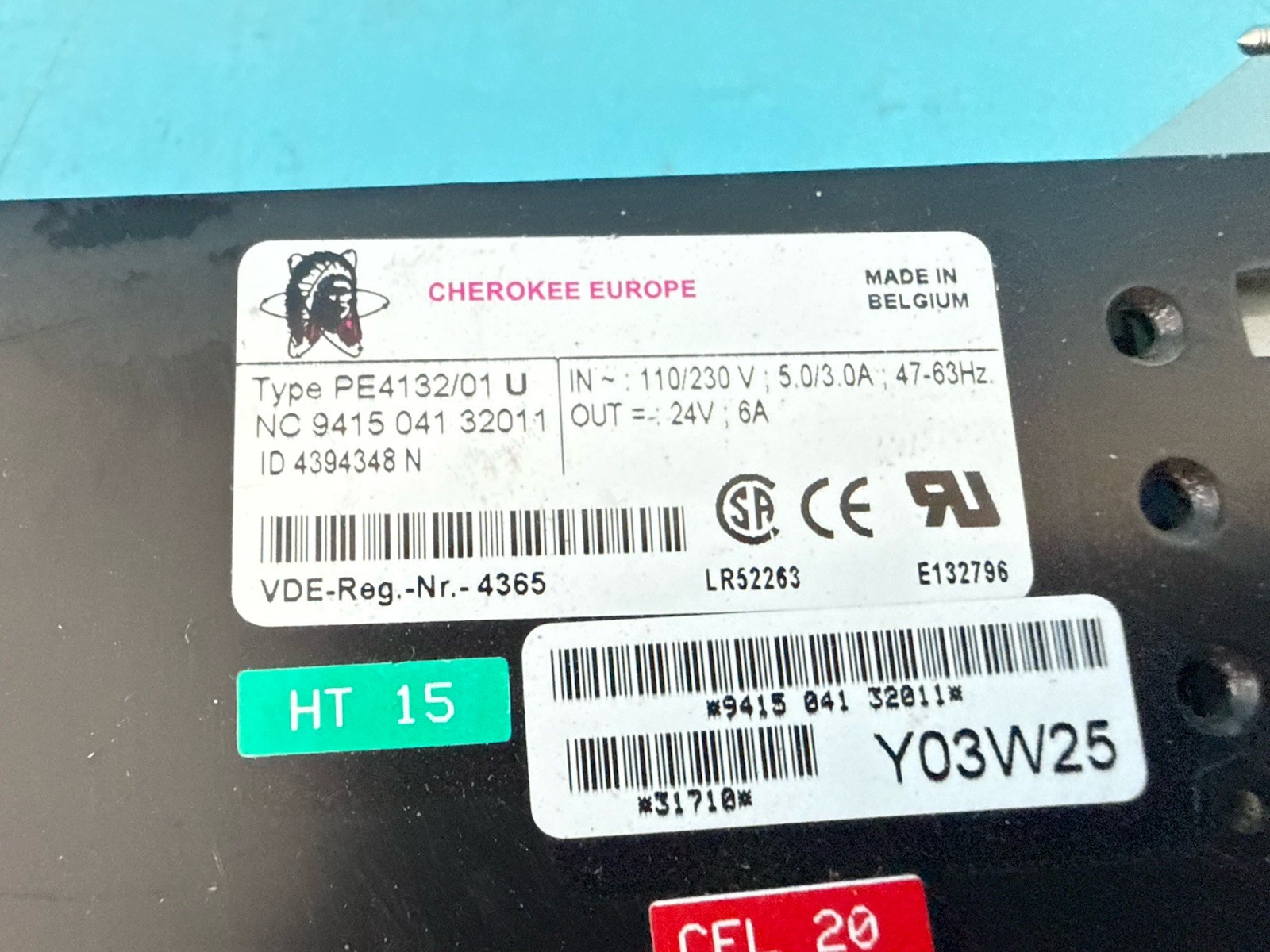 Mitra / Cherokee Europe PE4132/01U Power Supply 24VDC 6A DIN Rail NC 9415 041 32