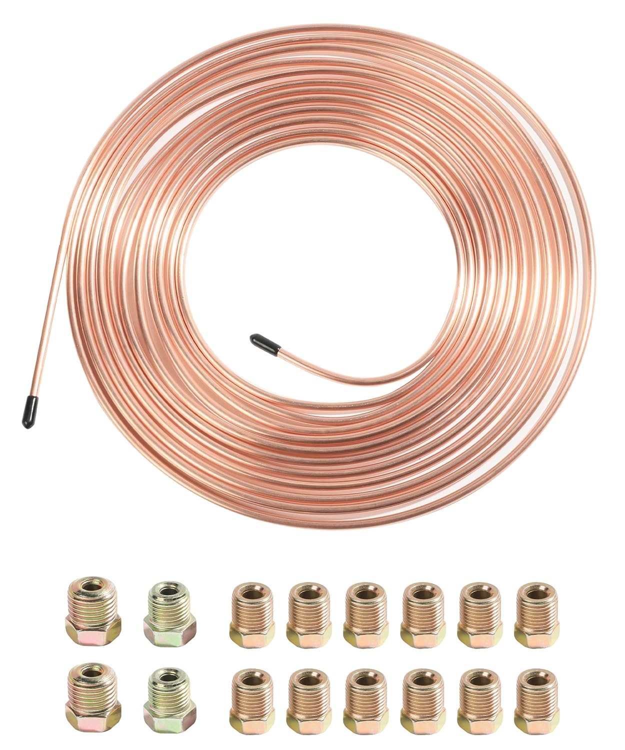 1/4″ Copper Coated Flexible Brake Line Tubing Kit 25ft Car Repair Kit