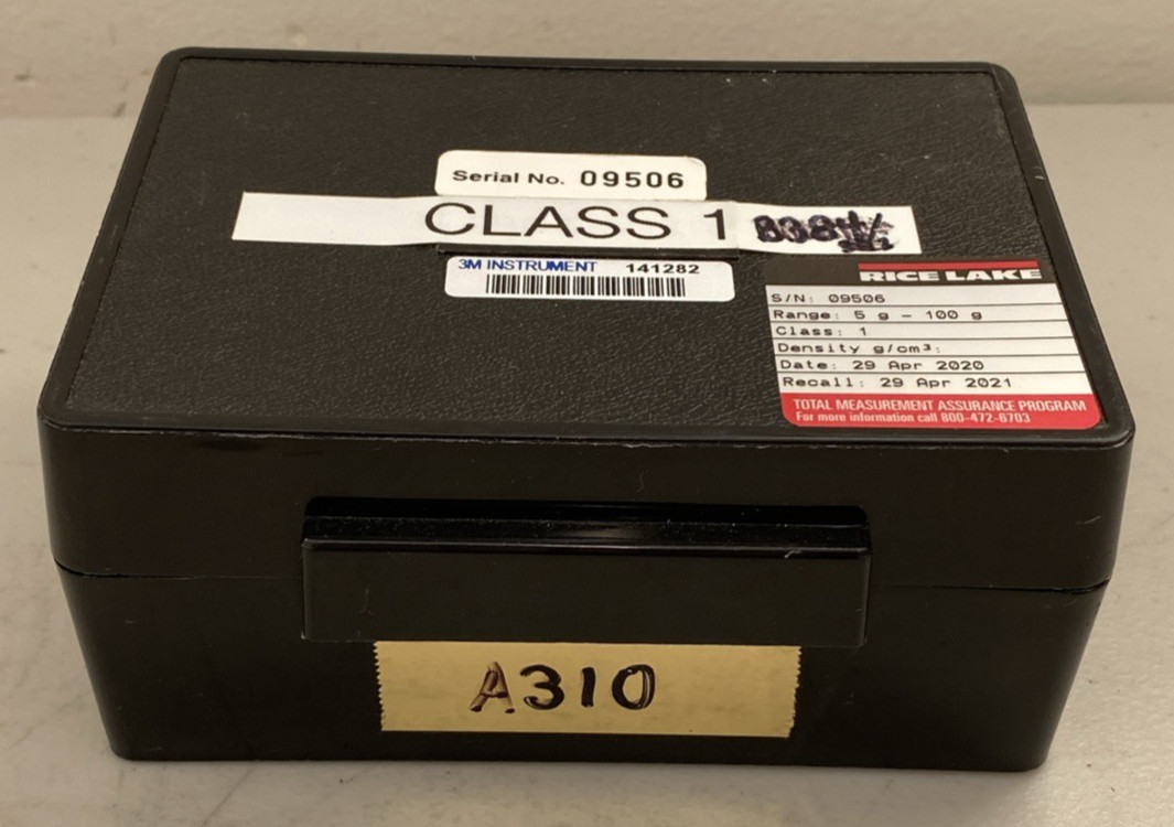 Rice Lake Weighing Systems Test Weight Set 5g 10g 20g 50g 100g Class 1 3M