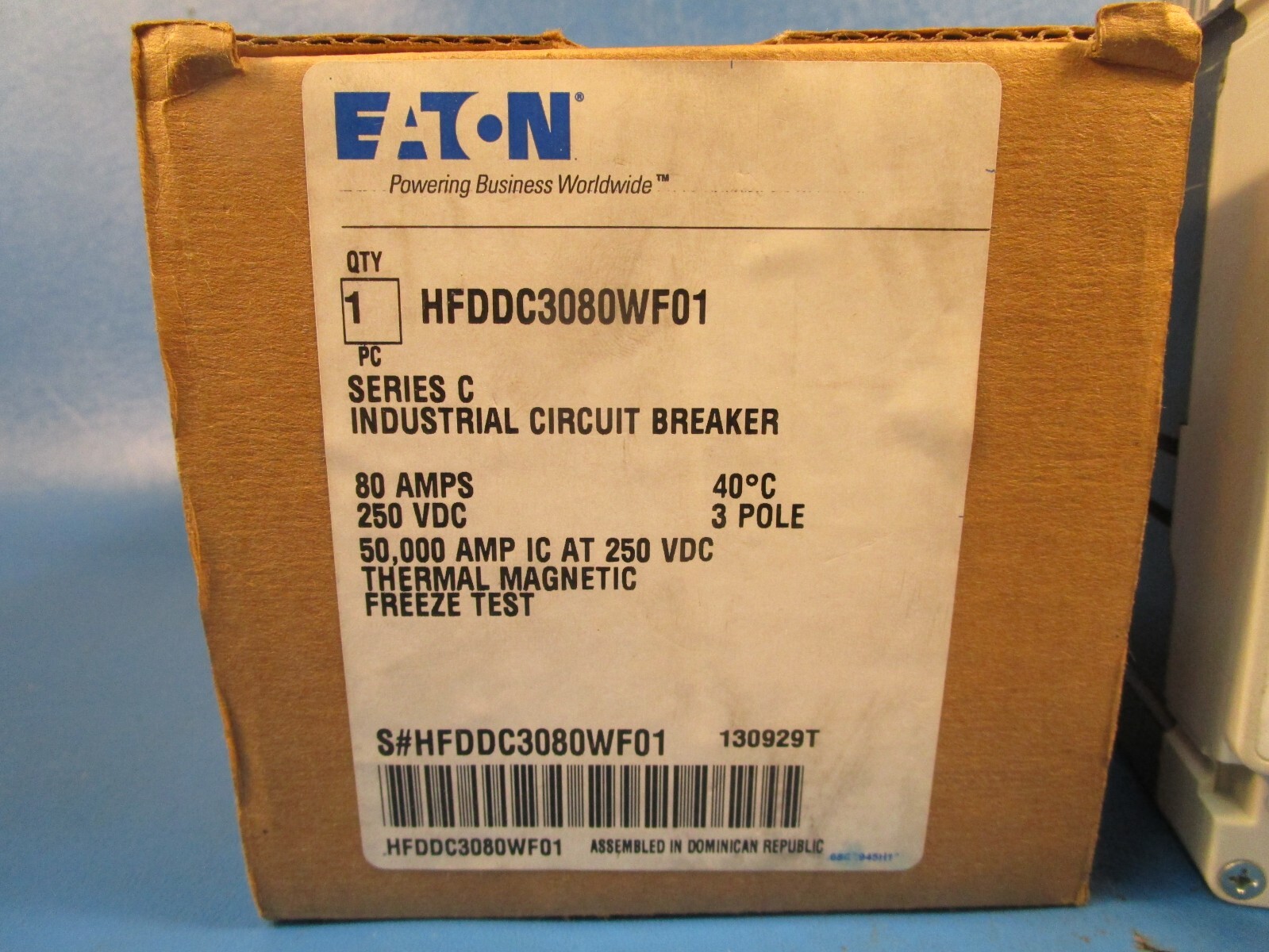 Eaton HFDDC3080WF01, Molded Case Breakers (MCCBs) HFD 3P 80A 250V 50/60Hz 3Ph F