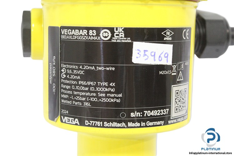 VEGA B83.AXLDFGGSZXAIMAX Pressure transmitter_0 … 10bar_9.6 … 35 V DC_7049233