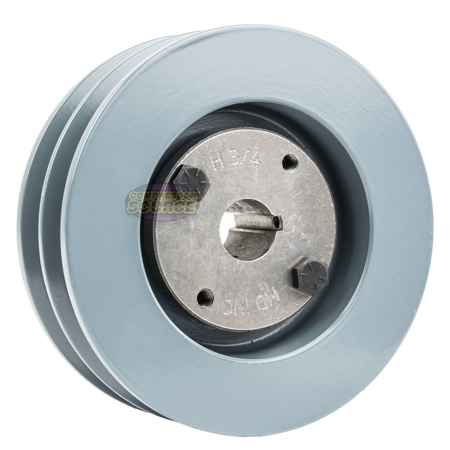 Cast Iron 4.75″ Dual Groove Pulley 2 Belt B Section 5L with 3/4″ Sheave Bushing
