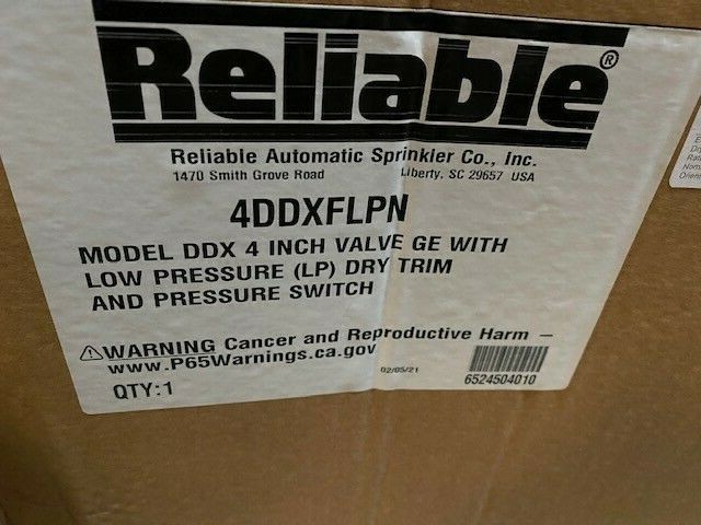 Reliable 4DDXFLPN DDX-LP 4″ Valve With Low Pressure Dry Trim & Pressure Switch