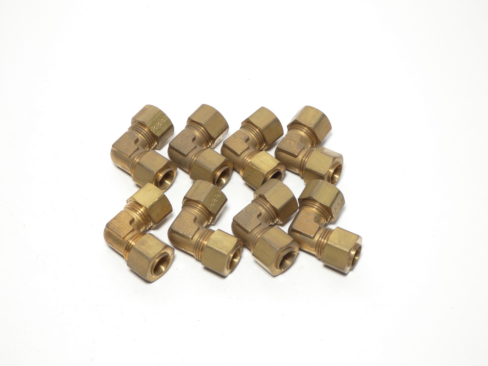*Lot of 8* Parker Compression Brass Fitting 1/2″ Tube 90° Elbow