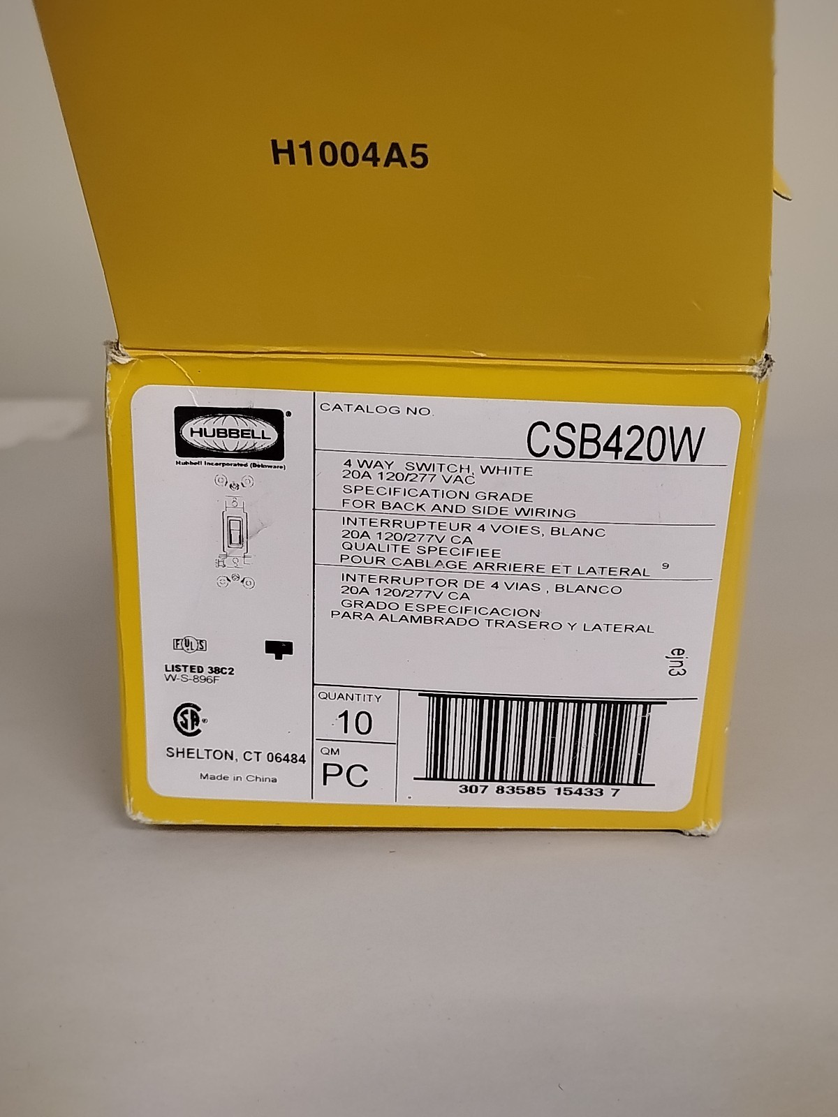 (10) Hubbell CSB420W 20A 120/277VAC 4-Way Spec Grade Toggle switch. New