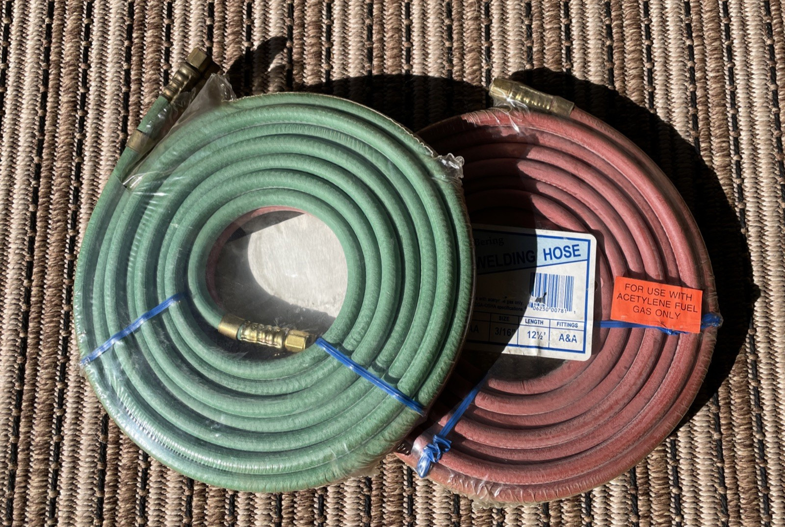 Lot 2 OKI Bering Twin Welding Acetylene Hose 12.5’ 3/16” RH2001AA Red Green Hose