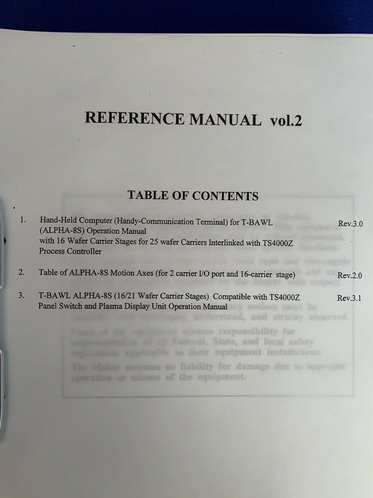 Tokyo Electron ALPHA-8S-E Vertical LP-CVD Reference Manual Vol 1 and Vol 2