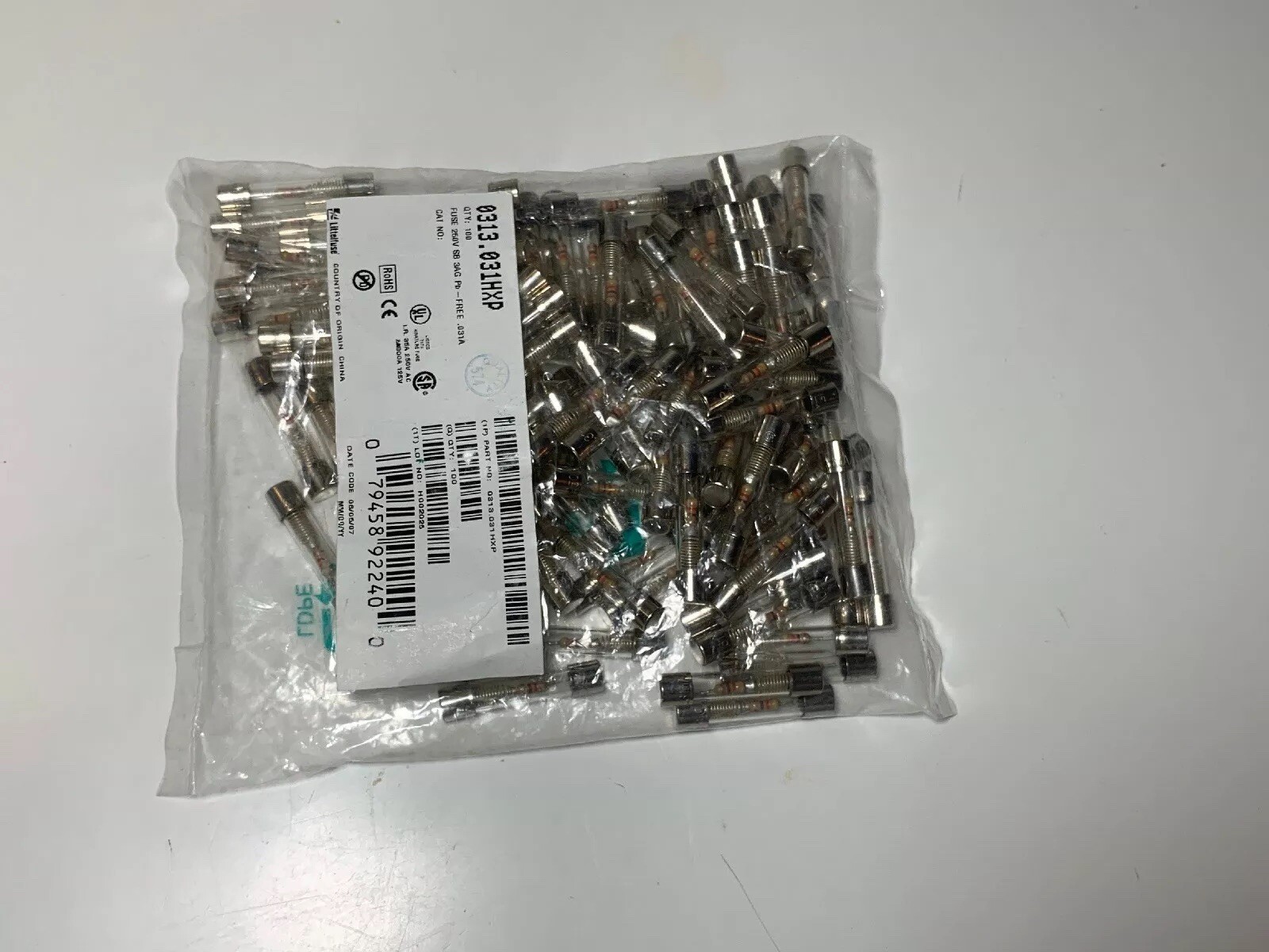 Littelfuse 0313.031HXP Fuse 250v SB 3AG Pb 100 Count Bag