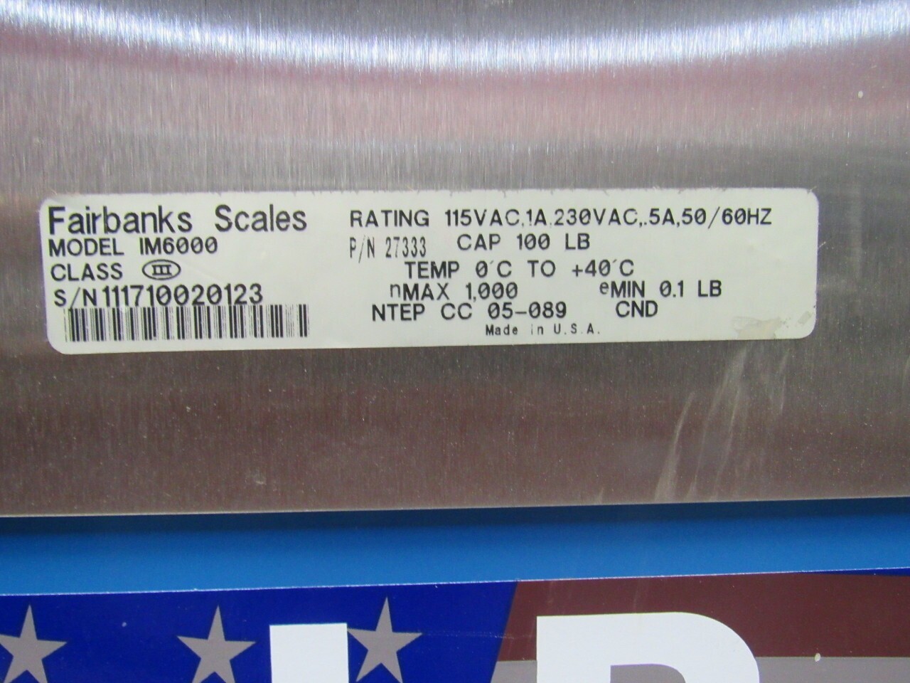 Fairbanks IM6000 Package Scales in Motion 30″x36″ 100Lb Capacity 115/230V 1Ph