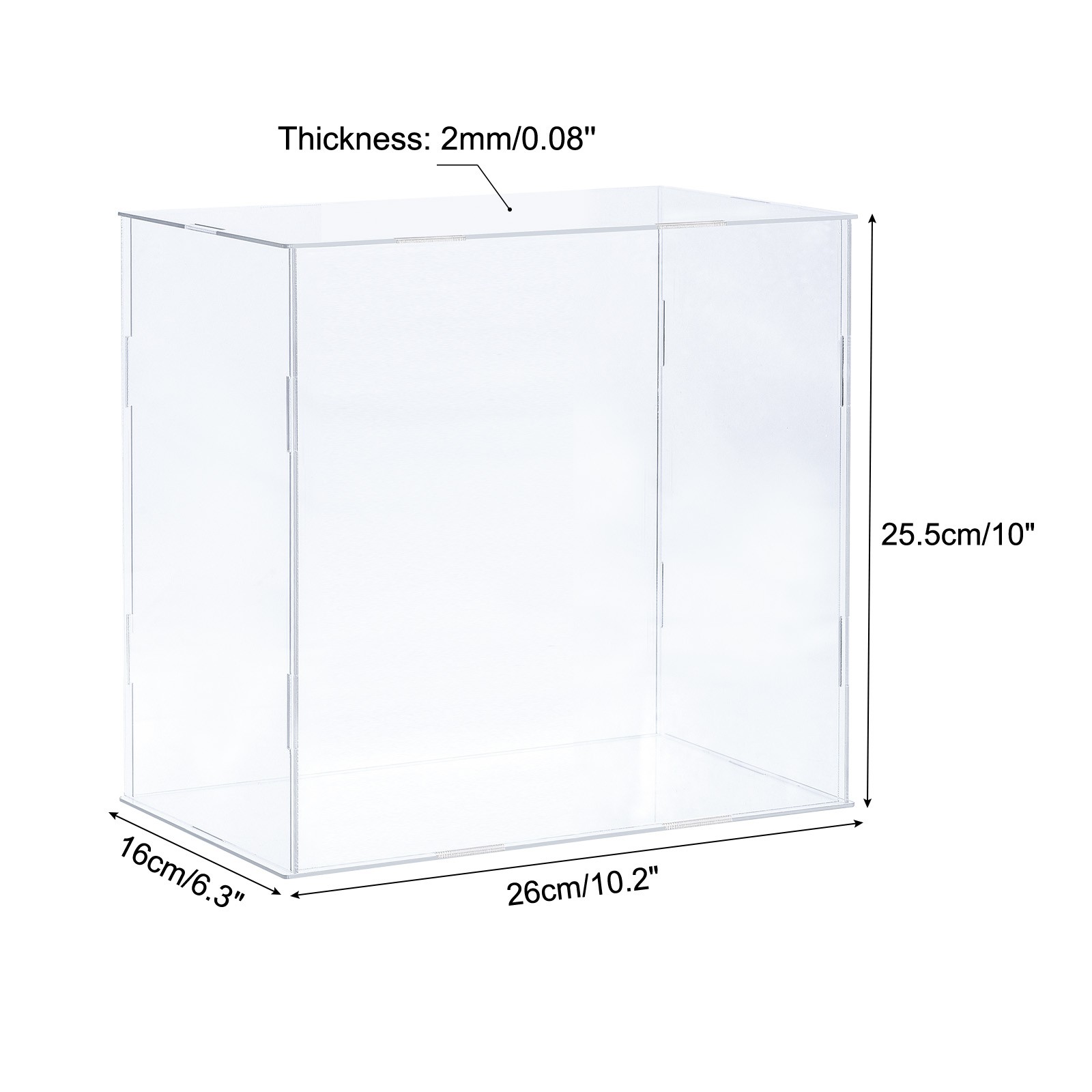 Acrylic Display Case Plastic Box Cube Storage Box Transparent 26x16x25.5cm