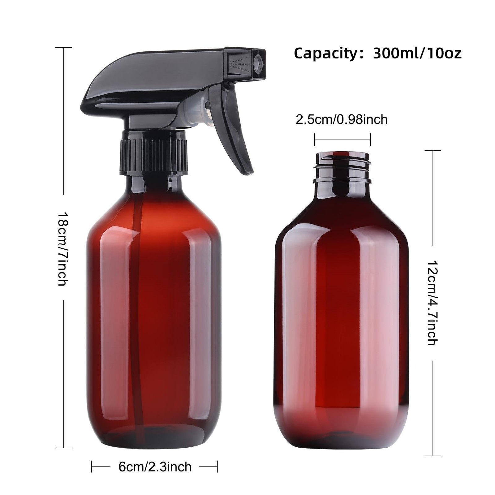 Teyssor Spray Bottles Water Bottle 2 Packs- 10.1 Ounces, Clear-2 pack