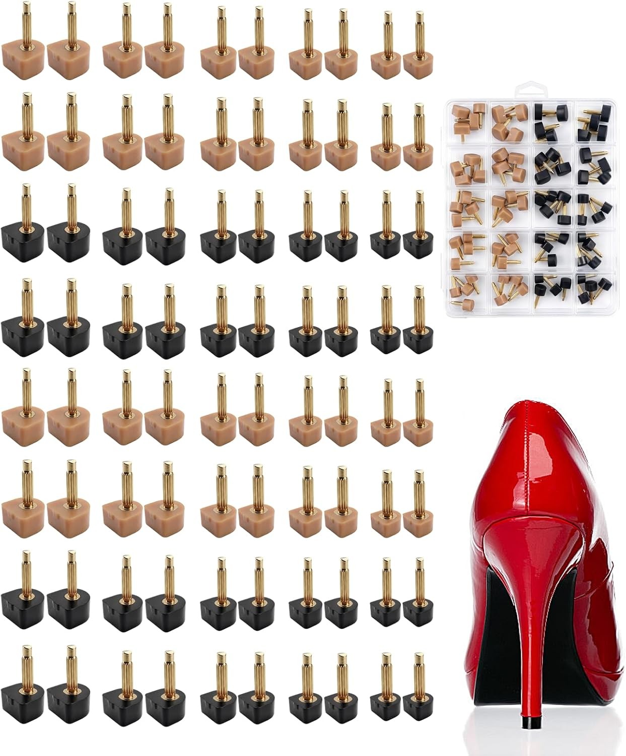 40 Pairs High Heel Tips Replacement, U Cap Style 5 Sizes (8/9/10/11/12mm), 2 Dia
