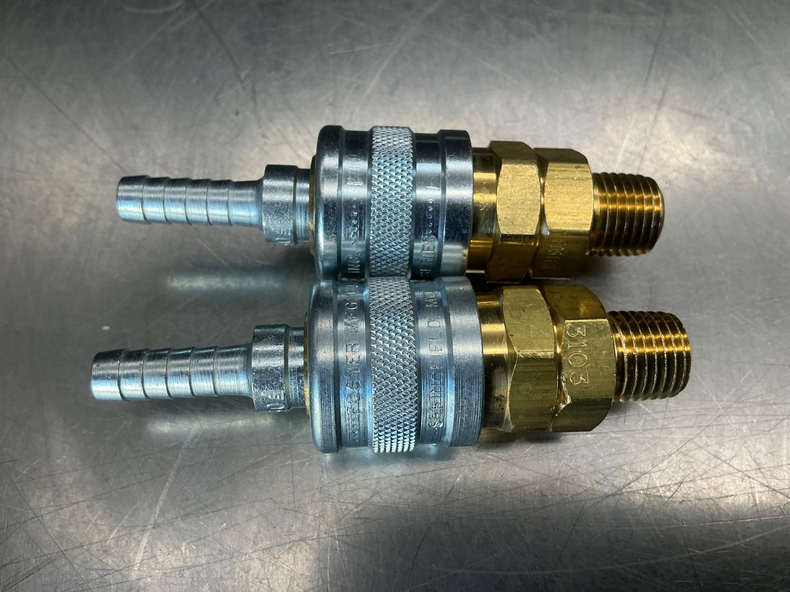 (2) Foster 3103 3 Series 1/4″ x 1/8″ MPT Brass/Steel Manual Socket Coupler Set