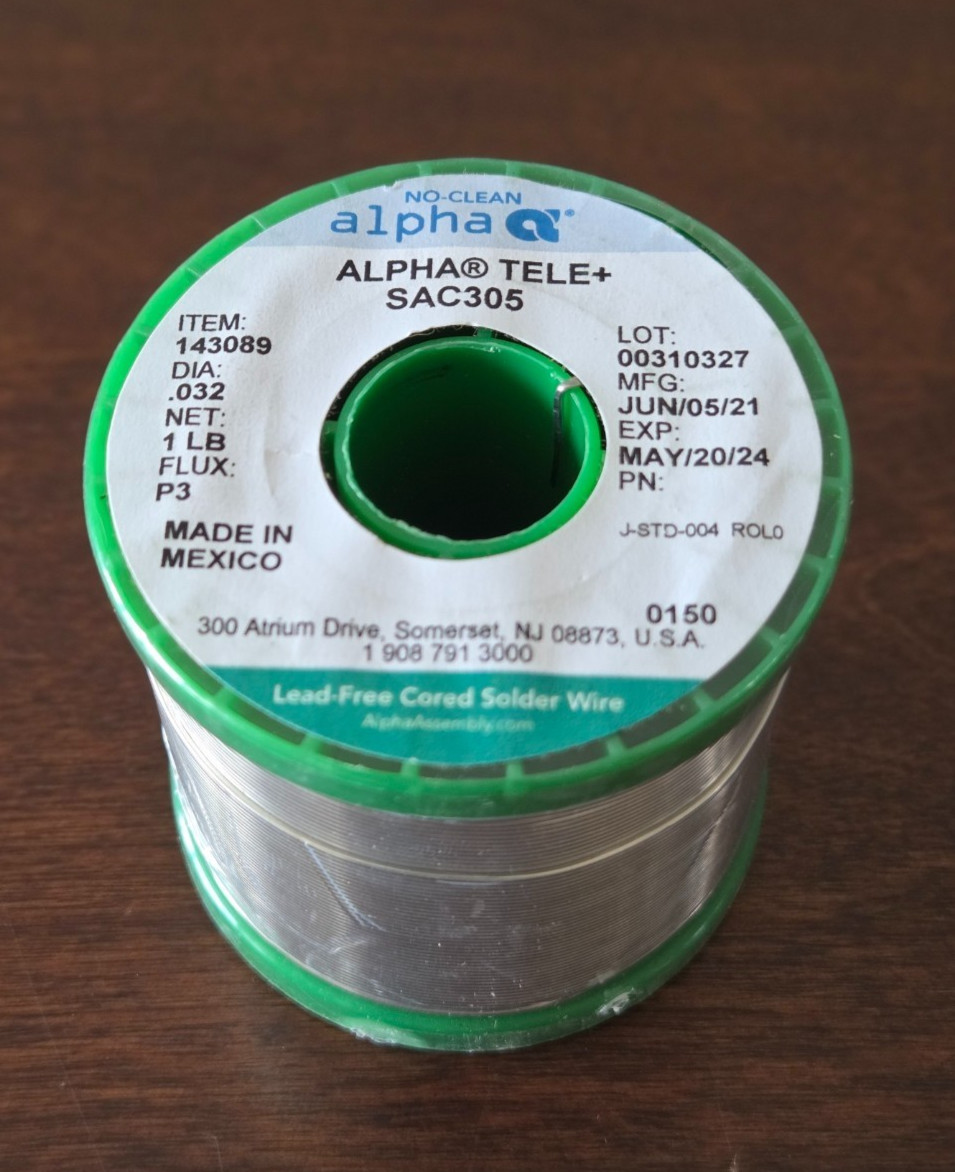 Alpha 143089: Tele+ SAC305 Solder Wire .032″ Dia P3 Flux 1Lb Spool