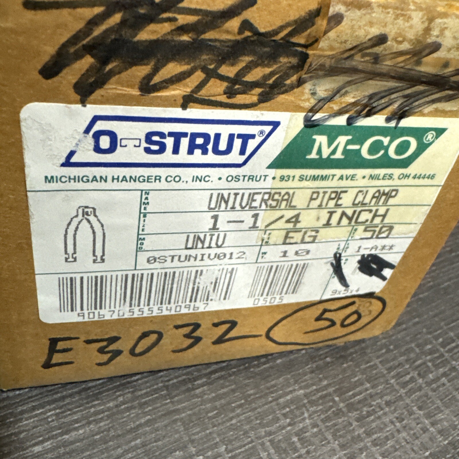 BOX OF 50 – O-STRUT C-200 1-1/4″ CONDUIT STRAP NSNB SILVER COLORED