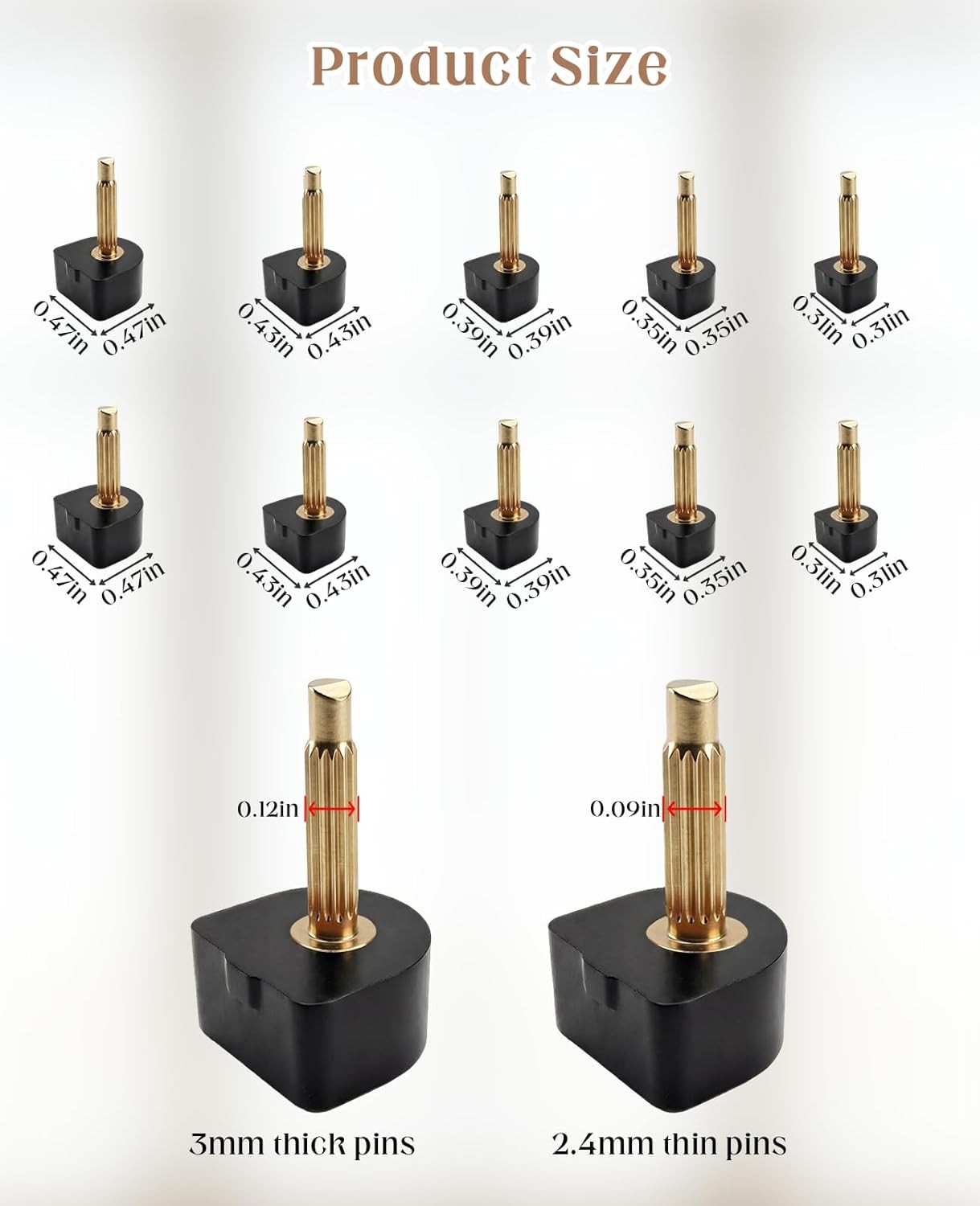 40 Pairs High Heel Tips Replacement, U Cap Style 5 Sizes (8/9/10/11/12mm), 2 Dia