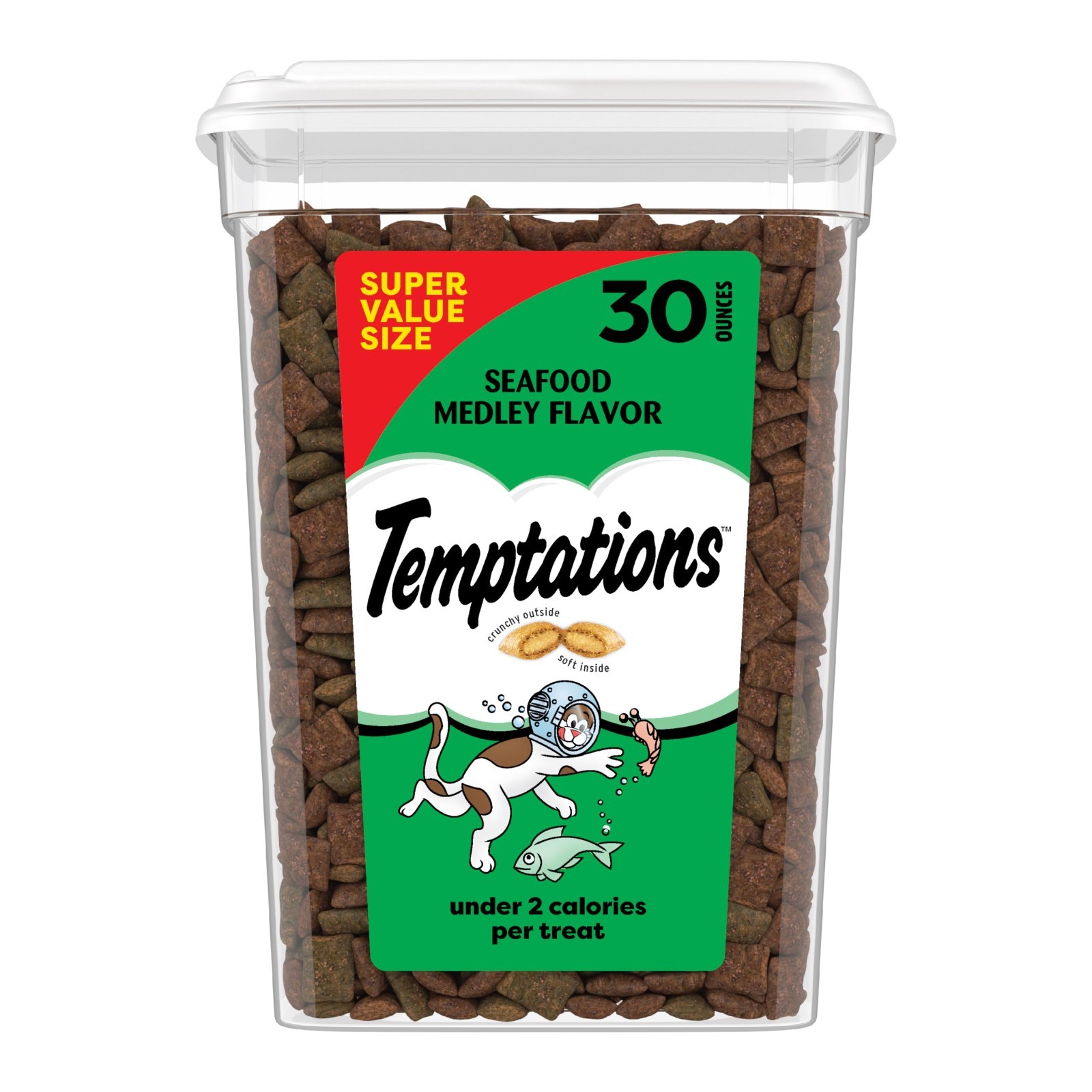 4 PACK Temptations Cat Treats, Classic Crunchy and Soft Cat Treats, Seafood,30oz