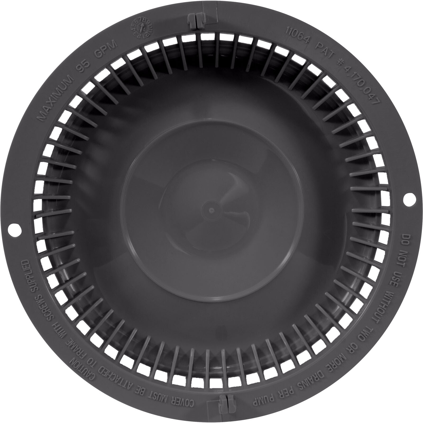 AFRAS INDUSTRIES 11064DKGY Main Drain Cover, Afras, Anti Vortex, Dark Gray,