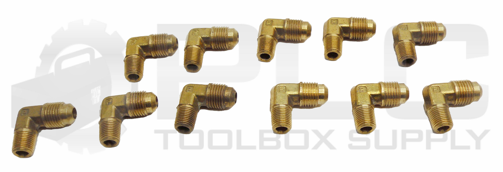 LOT OF 11 NEW PARKER 3/8″ OD MALE X 1/2″ OD MALE FLARE 90° ELBOW FITTINGS BRASS