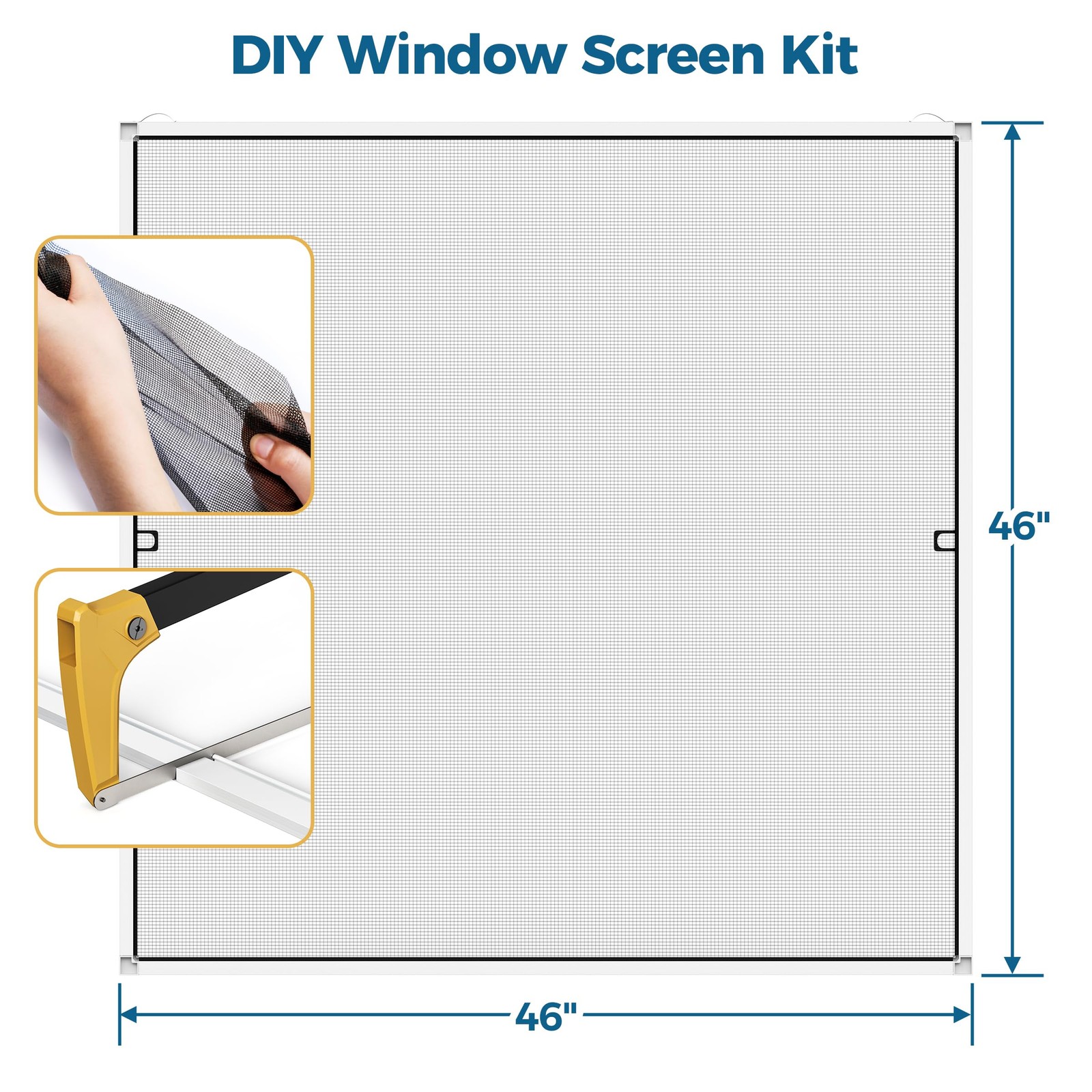 Augblinds 2 Sets Window Screen Frame Kit, 5/16 46 in X 46 (2 Pack), White