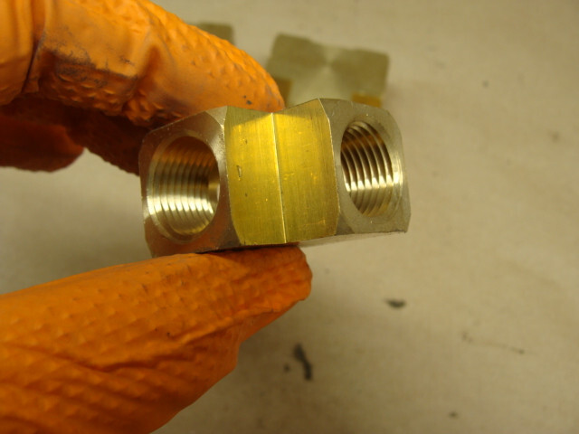 LOT OF 3 BRASS TEES 3/8″ FNPT HP BAR STOCK