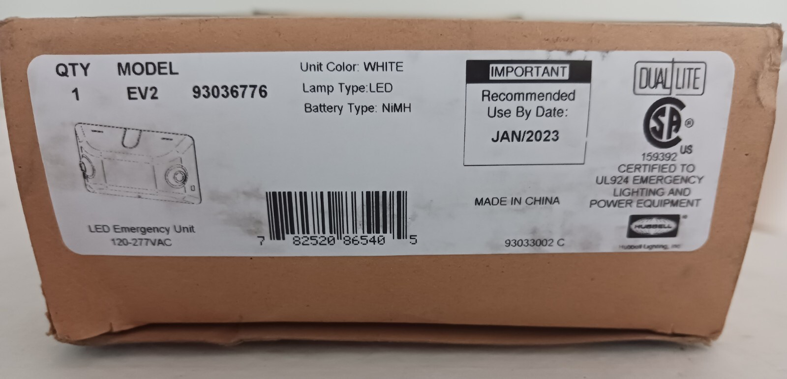 Hubbell Dual-Lite EV2 LED Emergency Light 93036776. NEW. Free Shipping.