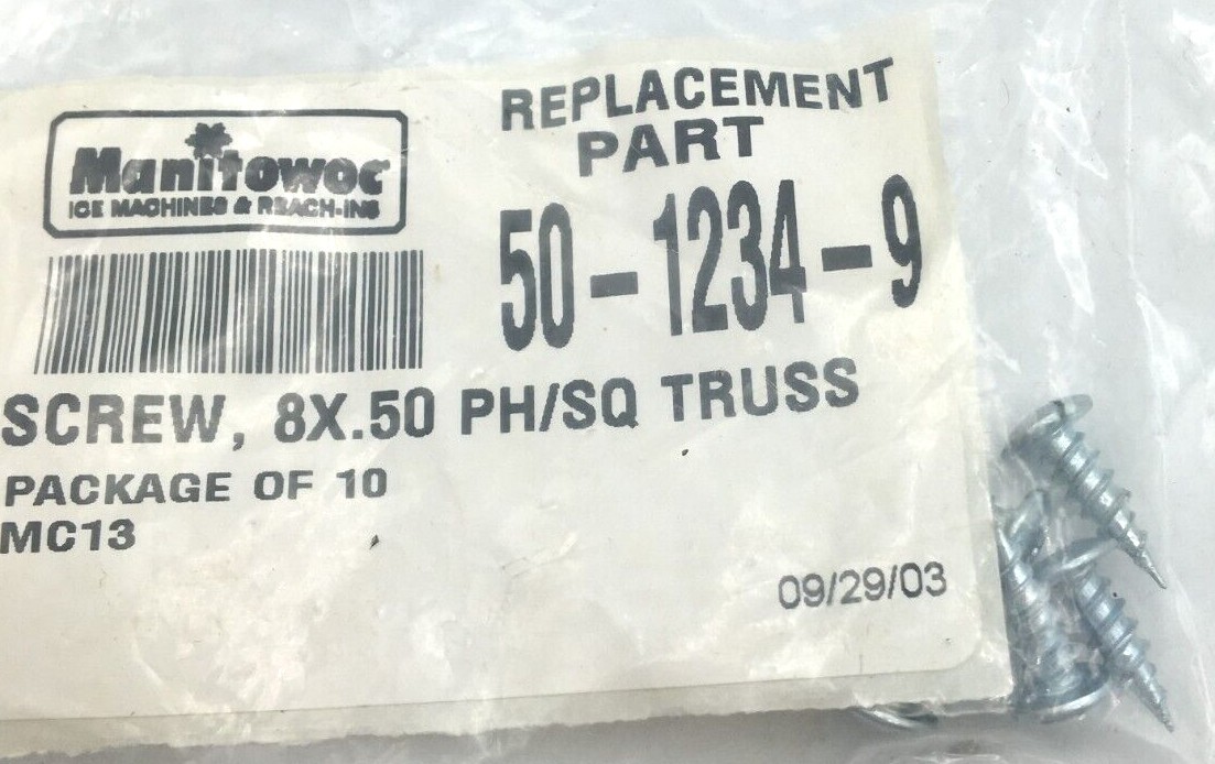 Manitowoc Ice Lot of 30 (3-10 packs) Screw 8 X.50 PH/SQ Truss 5012349 New