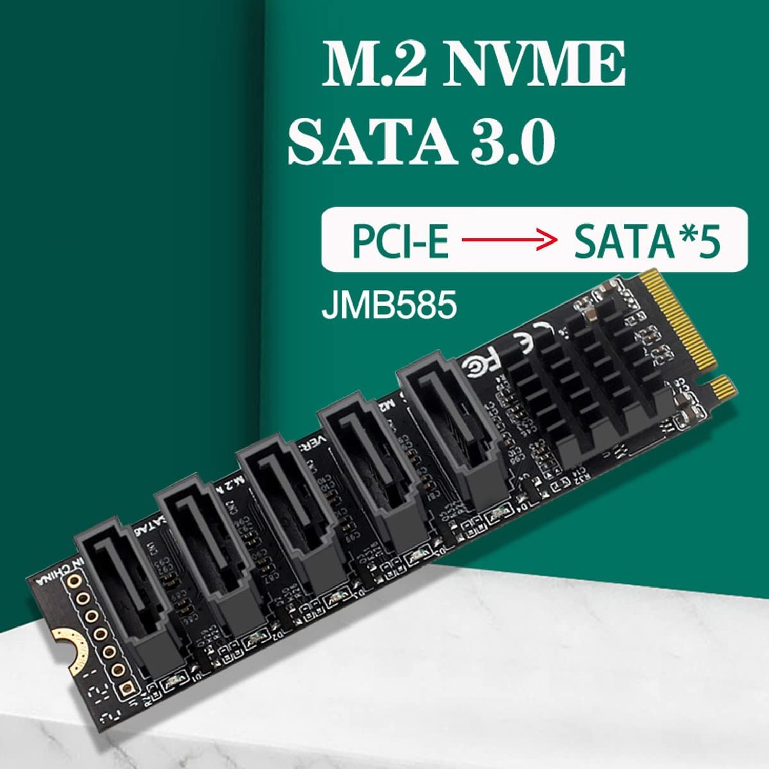 NGFF NVME M-Key PCI Express to SATA 3.0 6Gbps 5 Ports Adapter Converter Hard …