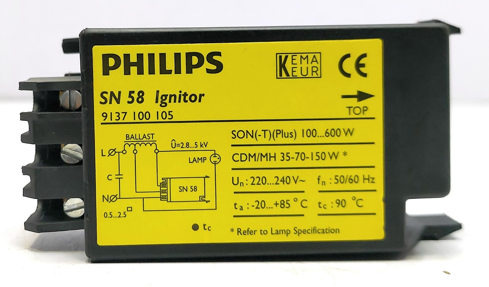 PHILIPS SN 58 Ignitor Starter for HID Lamps 220-240V 50/60Hz 9137 100 105